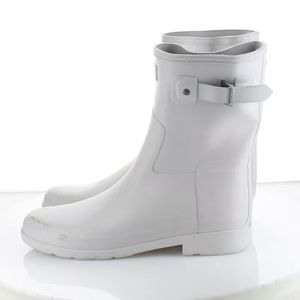 Sz 10 B Hunter Short Matte Rubber Rain Boots - Gray